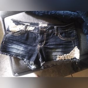 Lace detail denim Jean shorts